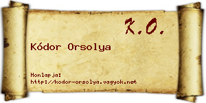 Kódor Orsolya névjegykártya